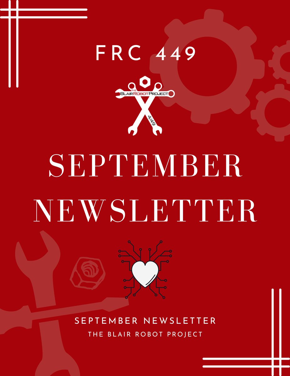 Blair Robot Project (@frcteam449) on Twitter photo Hey everyone! Our start-of-year/September newsletter is out. Check it out here: tinyurl.com/449SeptNewslet… Hope you enjoy, and let us know your thoughts and comments! Hey everyone! Our start-of-year/September newsletter is out. Check it out here: tinyurl.com/449SeptNewslet… Hope you enjoy, and let us know your thoughts and comments!