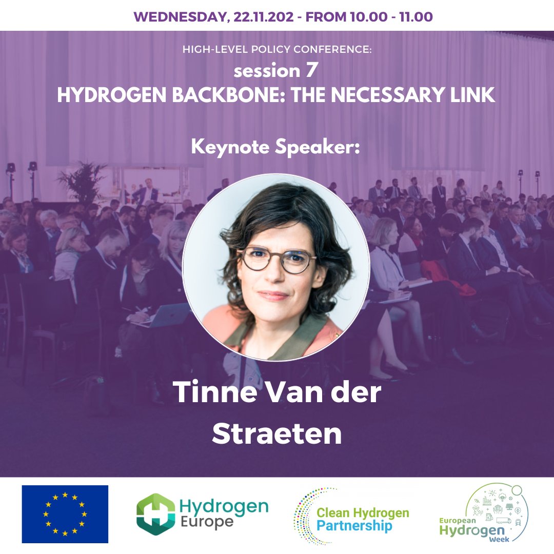 EUH2Week's tweet image. 📑🎤We are glad to announce that the #EUH2Week will have a #keynotespeech by @TinneVdS, Minister of Energy of Belgium on:

🗓️ 22.11
⏰10.00 - 11.00 CET

👉JOIN US FOR FREE ON 20-24.11: euhydrogenweek.eu

#HydrogenNow #EUH2Week