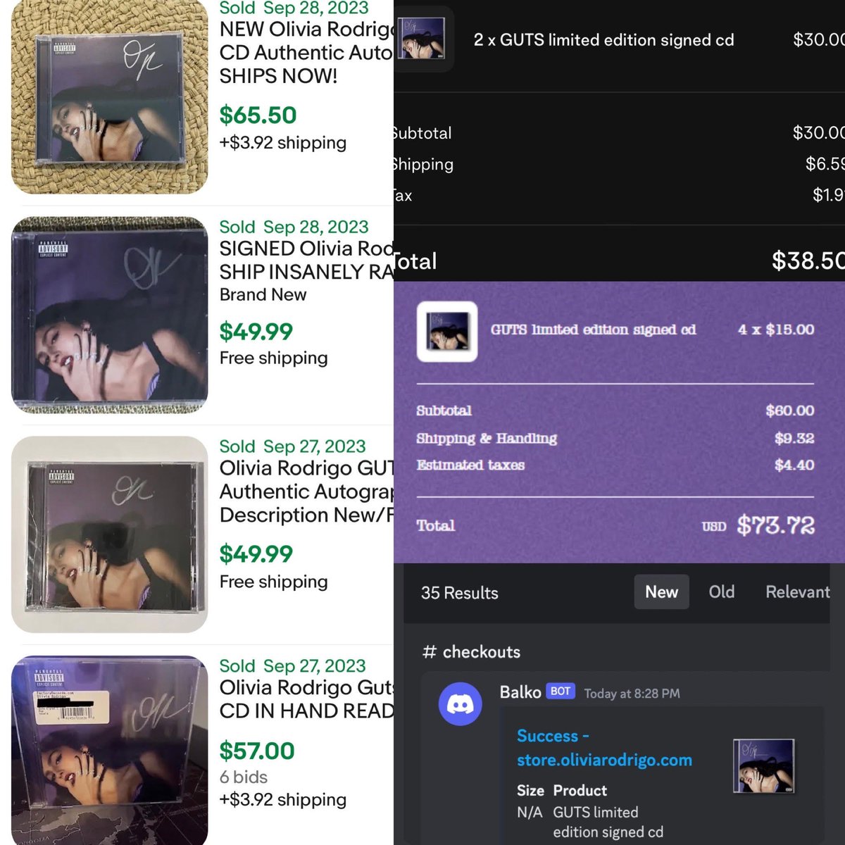 Olivia Rodrigo Signed CD's released back in June on her site but stock was quickly pulled after a couple minutes and never got put back up online.  Luckily we were ready 😈

-Retail $15
-Current Resale $50+