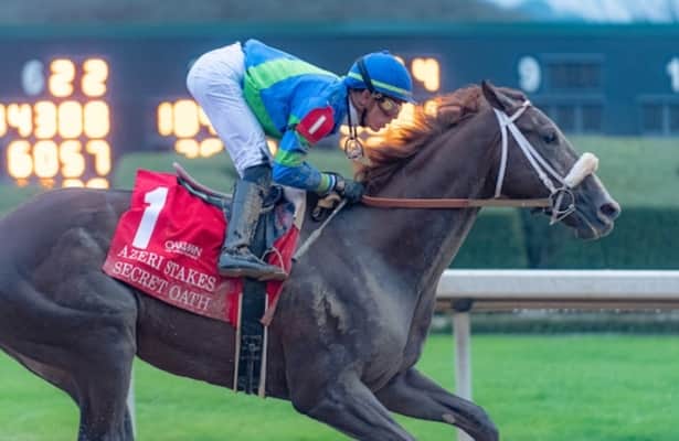 HR_Nation's tweet photo. Secret Oath, the winner of the 2022 Kentucky Oaks with earnings of $2,444,767, has been retired with a minor ankle injury, trainer D. Wayne Lukas told @ronflatter. She will be sold next month. Details shortly at https://t.co/qKoLcb7GwD.

📷 @EclipseSports https://t.co/hKFbR3muFN