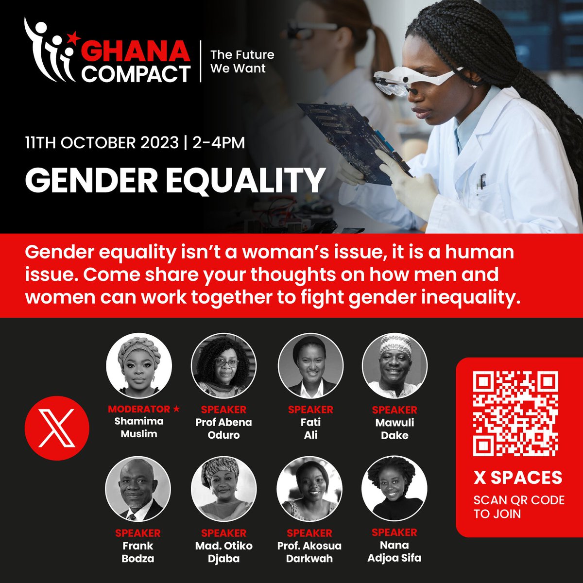 📢 Save the date!
On October 11th, 2-4 pm, we're diving into a crucial conversation on "#Gender Equality &amp; Ghana's Transformation Agenda." Join us to explore the road to a more equitable society.

Set a Reminder: x.com/i/spaces/1jMJg…
#GhanaCompact #theFutureWeWant