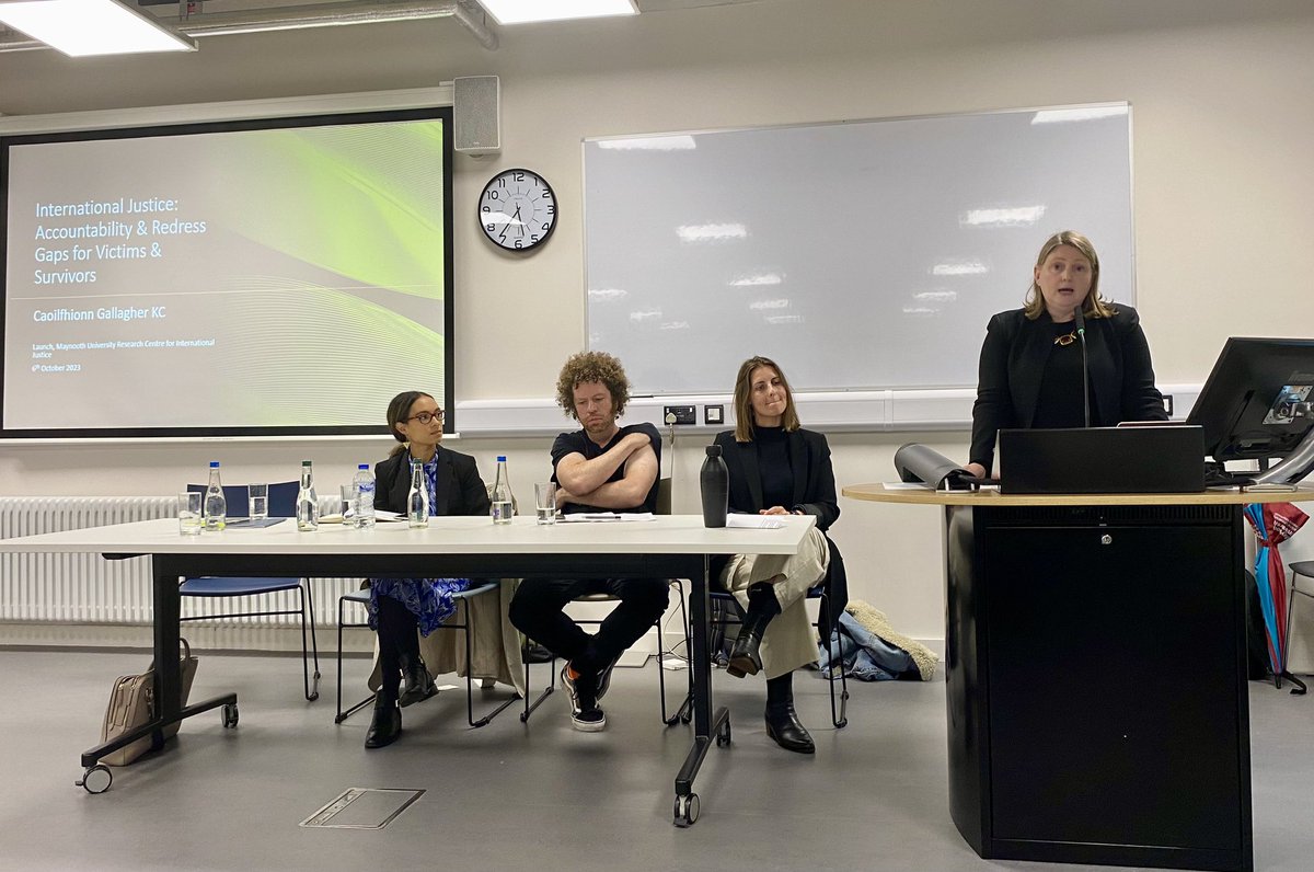 DrNiamhOReilly's tweet photo. The pride of Porto! Delighted to hear @caoilfhionnanna Caoilfhionn Gallagher KC, speaking at the opening of the Research Centre for International Justice at Maynooth University. Generously sharing her immense expertise. Fascinating &amp; passionate keynote #MaynoothRCIJ @MaynoothLaw https://t.co/FeBTuqwgUT
