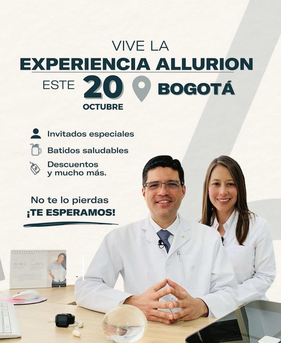 BariatricsCol's tweet photo. ¡Obtén beneficios únicos y descubre una nueva forma de cuidar tu salud! 💪💊 Regístrate aquí: 📝👇  https://t.co/E8swhBvhLK  ¡No dejes pasar esta oportunidad! 🔥👏 #AllurionExperience #SaludSinCirugía #Bogotá2023 https://t.co/cWZRsMKtDh