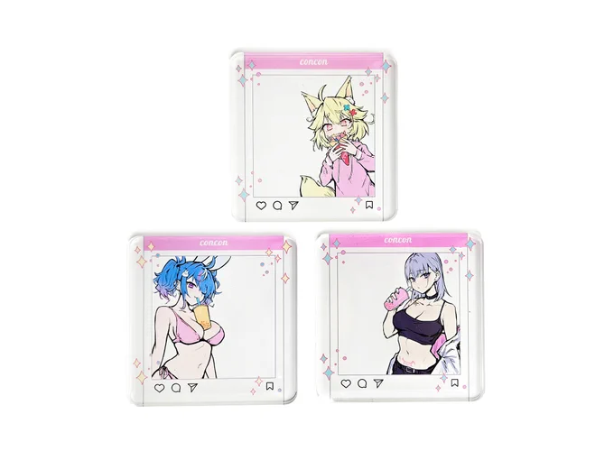 NEW CONCON ORIGINAL MERCH  ✦EMULAPIS 3.0 MODEL ACRYLIC STANDEE ✦CONCON COASTERS ✦CONCON RECTANGLE CHARMS ✦CONCON CHIBI LANYARD KEYCHAINS  All available on my personal store~ Please note shipping will resume when I return on 10/16!