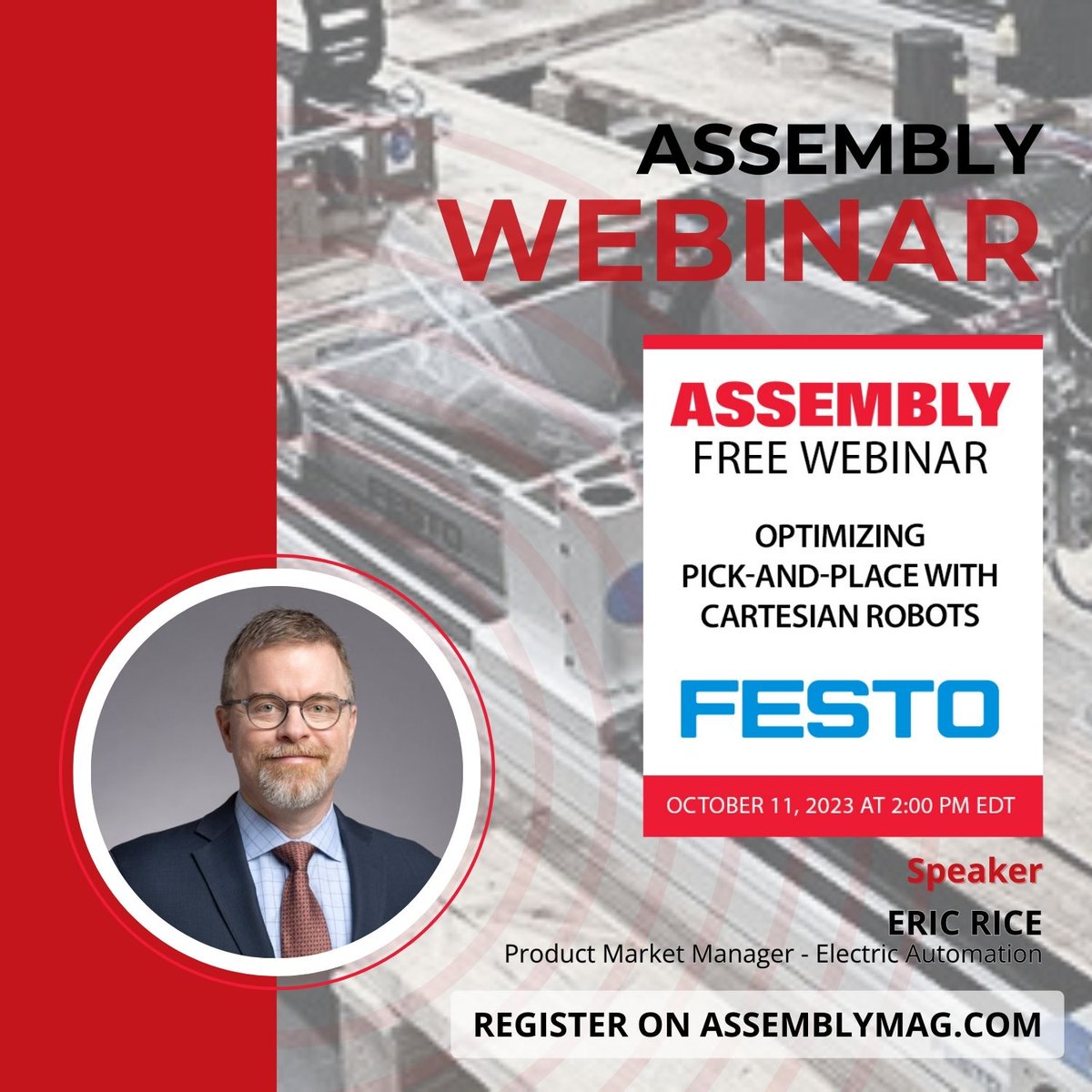 AssemblyMag1's tweet image. We're thrilled to host Eric Rice, Product Market Manager - Electric Automation of FESTO. Register online here 👉 onlinexperiences.com/scripts/Server…
@festo_global @Festo_US
#AssemblyMachine #AssemblySystems #CartesianRobot #FactoryAutomation #FlexibleAssembly #Robots