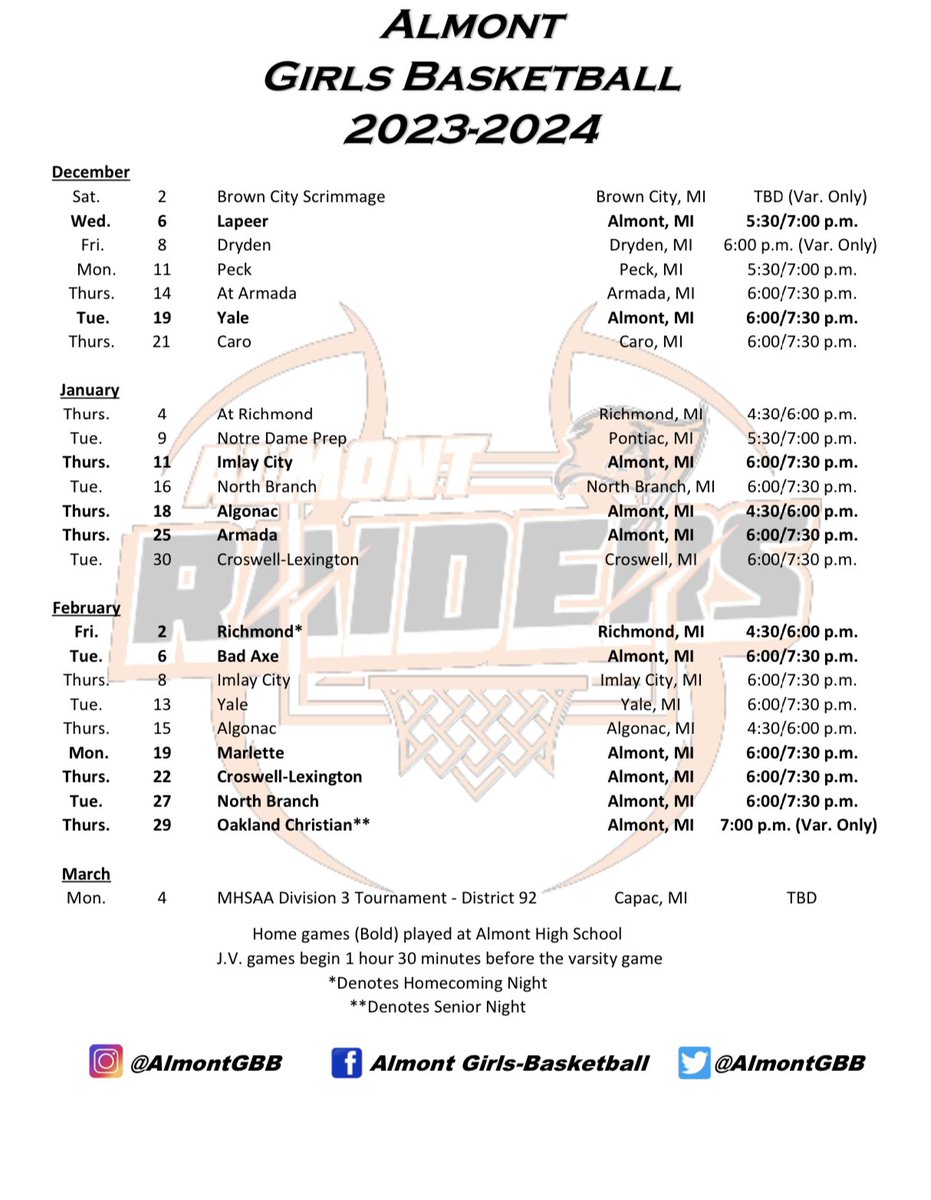 Your 2023-24 Raider GBB Schedule!
#AllGasNoBrake