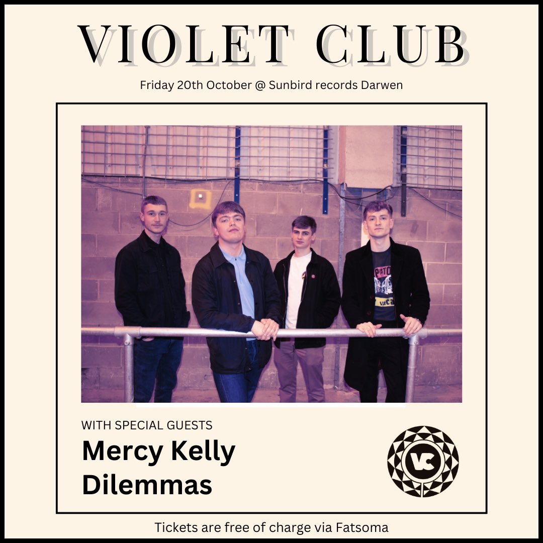 On the 20th of October, we take to @SunbirdRecords alongside Dilemmas and @MercyKelly_Band for a home town show for our very own Harvey 🎸

Tickets are completely free of charge so grab one while you still can from the link below.. see you there 💜

sunbirdrecords.com/event/violet-c…