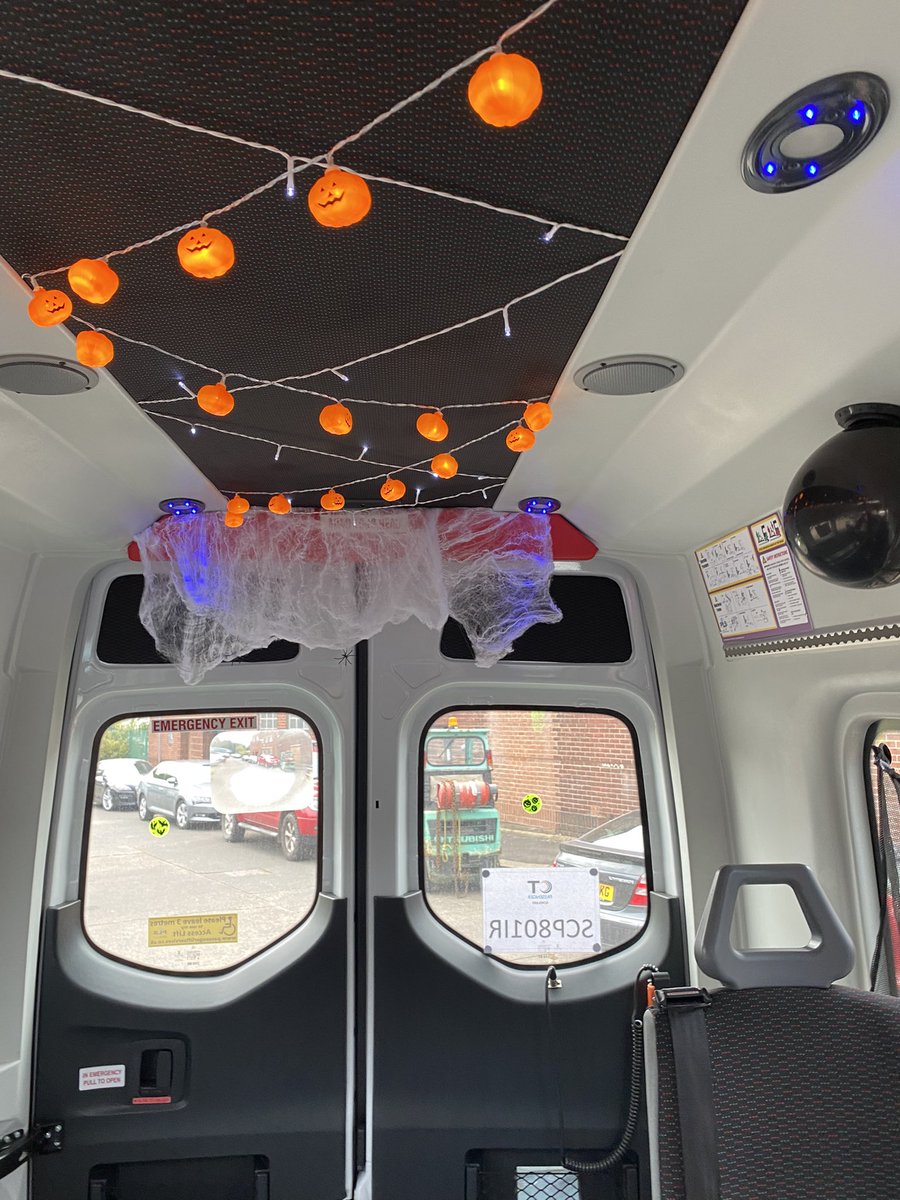 pauldodd_ct's tweet photo. Our Drivers @CT_Passenger have done an amazing job of decorating their buses for Halloween. The child being transported on behalf of SEND we’re thrilled with the results. It’s more than a job to our staff #communitytransport #CTpassenger https://t.co/OODMiwt08W