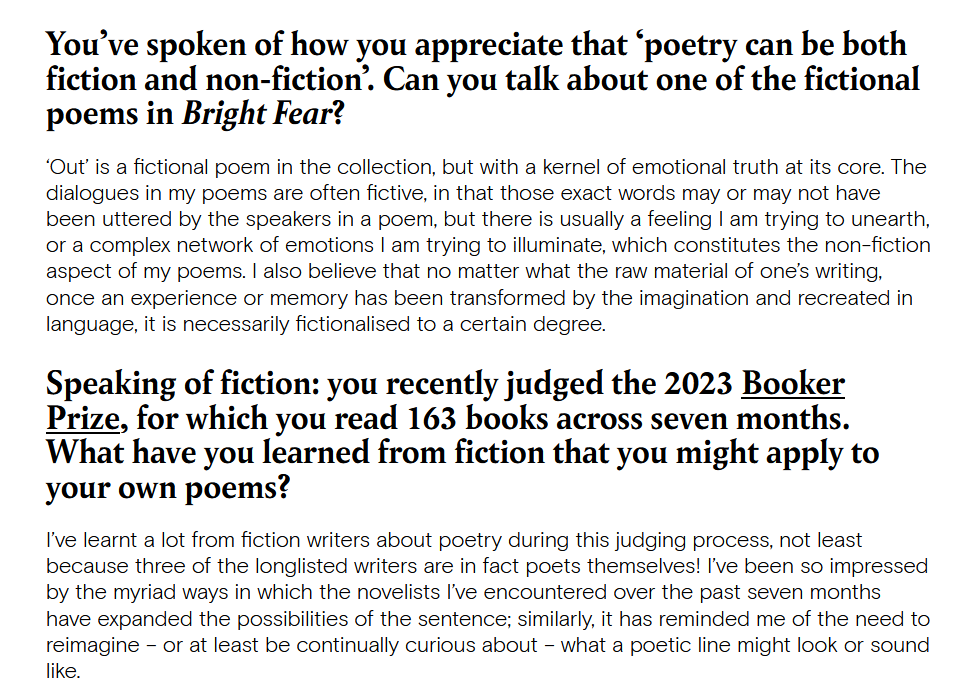 The brilliant and inspiring Mary Jean Chan discusses craft, cross-genre writing, and their new @FaberBooks poetry collection, Bright Fear, in this interview faber.co.uk/journal/member…