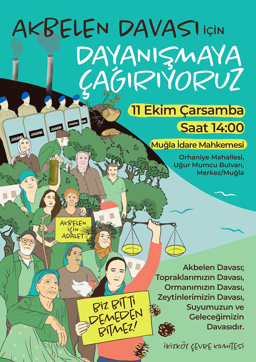 📣Biz bitti demeden, bu haklı mücadele bitmez!

Ağır müdahalelere karşı biz köylüler mücadeleden vazgeçmiyoruz. Şimdi şiddetin, baskının, haksızlıkların hesabını hukuk önünde birlikte sorma zamanı! 

Adalet sesini yükseltmek için herkesi #AkbelenDavası'na dayanışmaya çağırıyoruz!