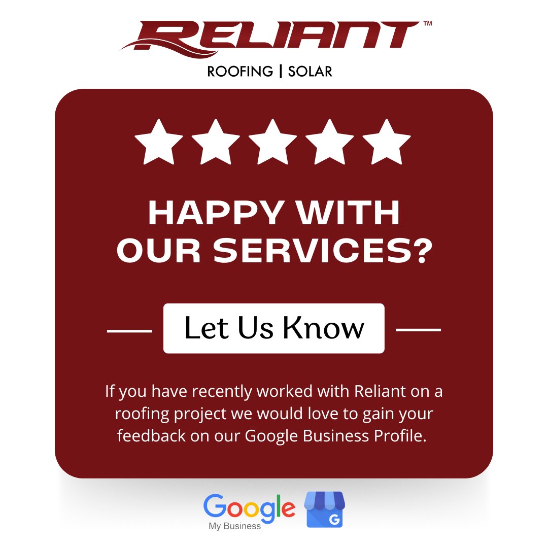 ReliantRoofing1's tweet photo. If you've experienced the Reliant Roofing difference, we'd be honored to hear about it! Kindly take a moment to share your thoughts and leave us a review on our Google Business page. Your feedback fuels our commitment to excellence and helps others make informed choices. https://t.co/9ZJMGq81E2