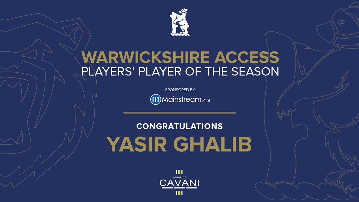 WarwickshireCCC's tweet image. 𝗪𝗮𝗿𝘄𝗶𝗰𝗸𝘀𝗵𝗶𝗿𝗲 𝗔𝗰𝗰𝗲𝘀𝘀 𝗣𝗹𝗮𝘆𝗲𝗿𝘀' 𝗣𝗹𝗮𝘆𝗲𝗿 𝗼𝗳 𝘁𝗵𝗲 𝗦𝗲𝗮𝘀𝗼𝗻 🏆

After scoring 264 runs this season, Yasir Ghalib claims Access Players' Player 💪

Sponsored by @MainSPrint 

🐻#YouBears | @houseofcavani