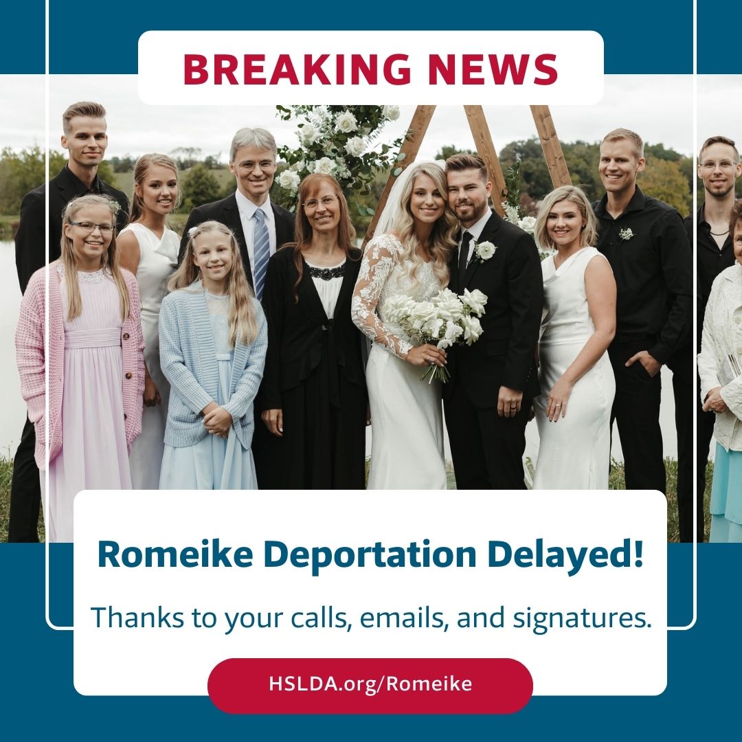 The Romeikes will be given a one-year stay of deportation on Wednesday. According to our friends on Capitol Hill, this outcome is the direct result of your calls, your petition signature, and your outreach to Congress on this issue. #StandwiththeRomeikes #Romeike