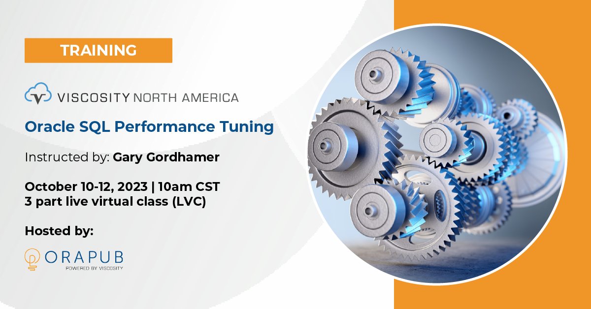 ViscosityNA's tweet image. #OracleACEPro @ggordham will equip you with the basics of #SQL performance tuning, terminology, & techniques to effectively communicate with #DevOps & #management. Expand your toolbox with invaluable instruments. 🛠
Oct 10-12, 2023
bit.ly/3P9XzdW
#VNA23 #OraPub #oracle