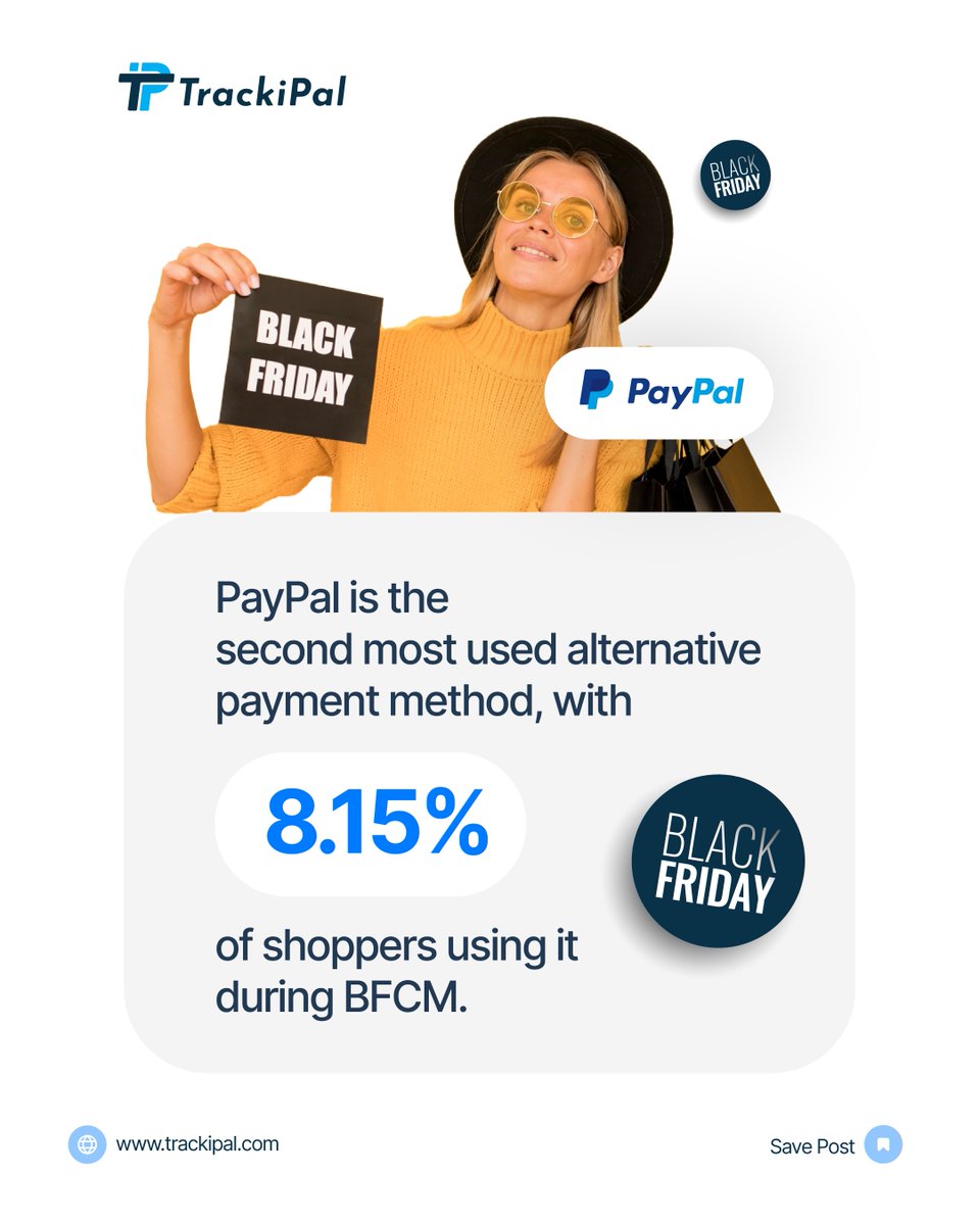Payment methods matter during BFCM!

Customers love PayPal for its speed, convenience, and security. But managing PayPal orders during BFCM can be challenging.

With TrackiPal you can automatically syncs order details to PayPal, saving you time and hassle: trackipal.com
