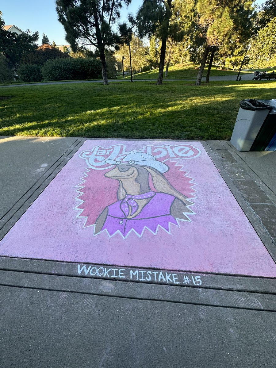 TaylorChojecki's tweet photo. Jar Jarbie !! Lucasfilm Animation Tech &amp; Design + Lucasfilm Advanced Development Group; our entry to the Annual Lucasfilm sidewalk chalk festival !! (And a first go at this for 3/4 of the team!) 

#lucasfilmchalkfestival #jarjarbie https://t.co/EOvYKk9HSQ