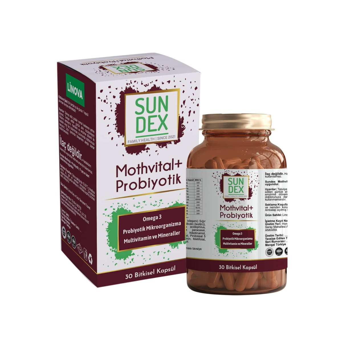 Hiçbir kimyasal katkı maddesi içermeyen 
✅SUNDEX Mothvital+Probiyotik
✅Omega 3 
✅ Multivitamin
✅ Mineral
✅ Demir Bisglisinat
✅Metil Folat
Kombinasyonu ürünümüzü piyasaya sunduk...