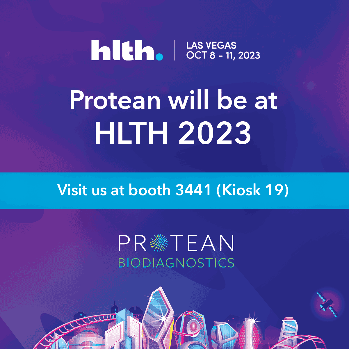 Protean will have a booth at the HLTH 2023 Conference in Las Vegas. Stop by and say hello! 

Virtual meetings are available as well, to set one up email us at info@proteanbiodx.com 

#HLTH2023 #PrecisionMedicine