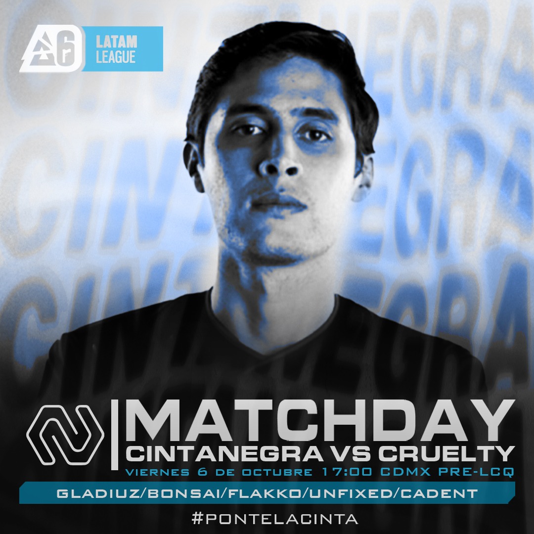 UN MATCH EXPLOSIVO SE ACERCA 🧨💥

CINTANEGRA 🆚 <a href="/eTeamCruelty/">CRUELTY 🎄</a> 
⏰ 5:00 PM CDMX

En caso de ganar el primer match:
CINTANEGRA 🆚 Tokitos o <a href="/Malvinasgaming/">Malvinas Gaming</a>  
⏰ 7:00 PM CDMX

🔸 @GladiuZR6 
🔸 <a href="/Lilbonsaai/">BONSAI</a> 
🔸 <a href="/FlakkoTiago/">Tiaago :)</a>
🔸 <a href="/Unfixeeed/">Unfixed</a> 
🔸 <a href="/CadenTR6/">CadenT</a> 

📡 twitch.tv/Rainbow6ES
¡A