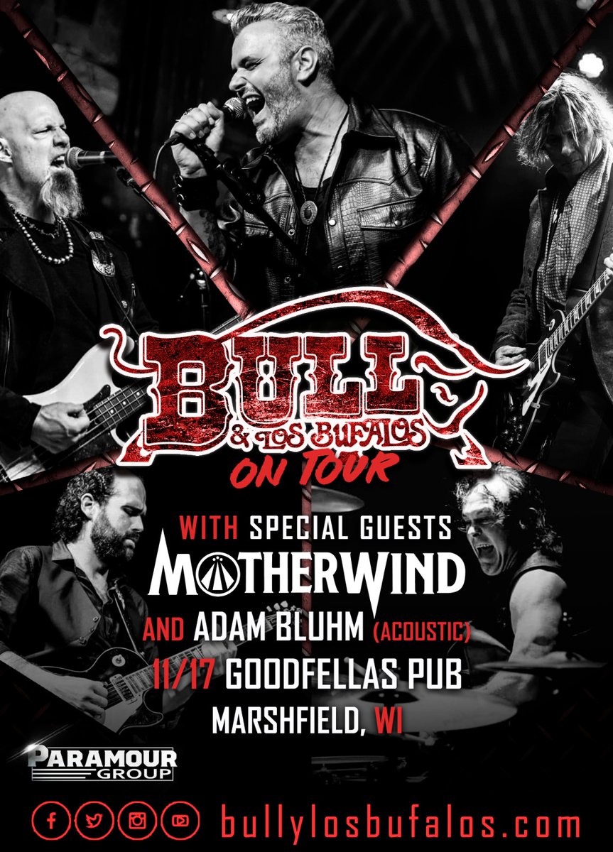 Another gig booked in Wisconsin! Amigos, previously to our gig with the legendary band 38 Special in Eau Claire - WI, Nov 18th, we are playing in Marshfield - WI, at the coolest Rock place in town GoodFellas Pub Nov 17th, with badass guests Motherwind and Adam Bluhm.