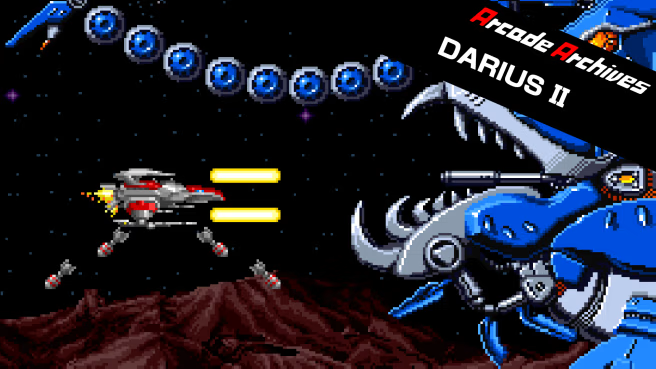 HAMSTER_Corp's tweet photo. Arcade Archives DARIUS II is now available on PS4 and Nintendo Switch! It's a shooting game released by Taito in 1989. This is the impressive, 3 screen version!

🟦PS4 https://t.co/t8SpYbJNK1
🟥Nintendo Switch https://t.co/VzB56GR1Rk

#ArcadeArchives #DariusII #Taito https://t.co/hFAff3ewWC