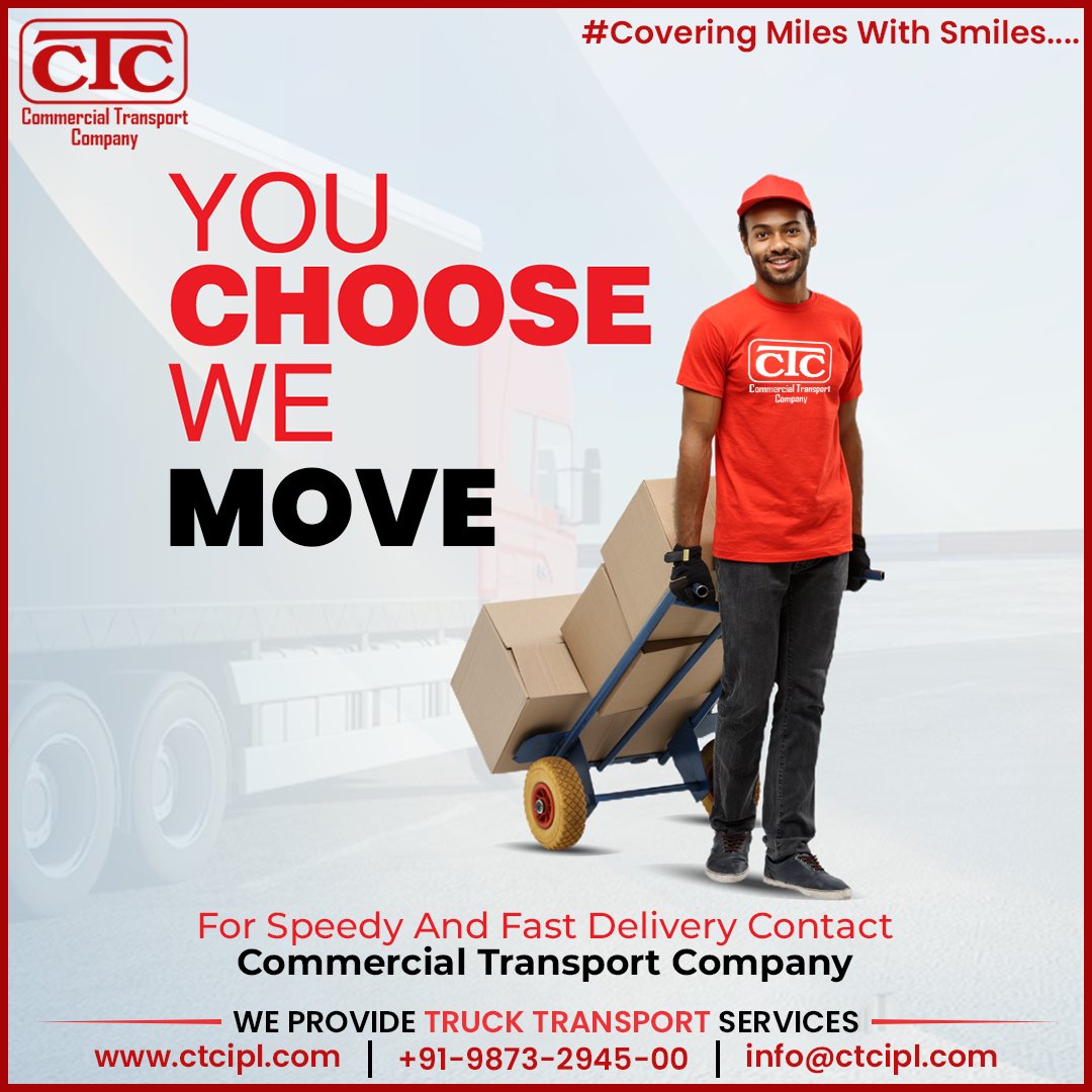 ctcTransportc's tweet photo. CTC Transport Service: Affordable and reliable transportation services for businesses and individuals.
Reach Us 📷:-
Delhi to kolkata 9873294500
Kolkata to Delhi 9311169677
Full truck load Accepted for all over india 9873294018
.
.
#ctccommercialtransport #fulltruckload https://t.co/1rxI49Dvn6
