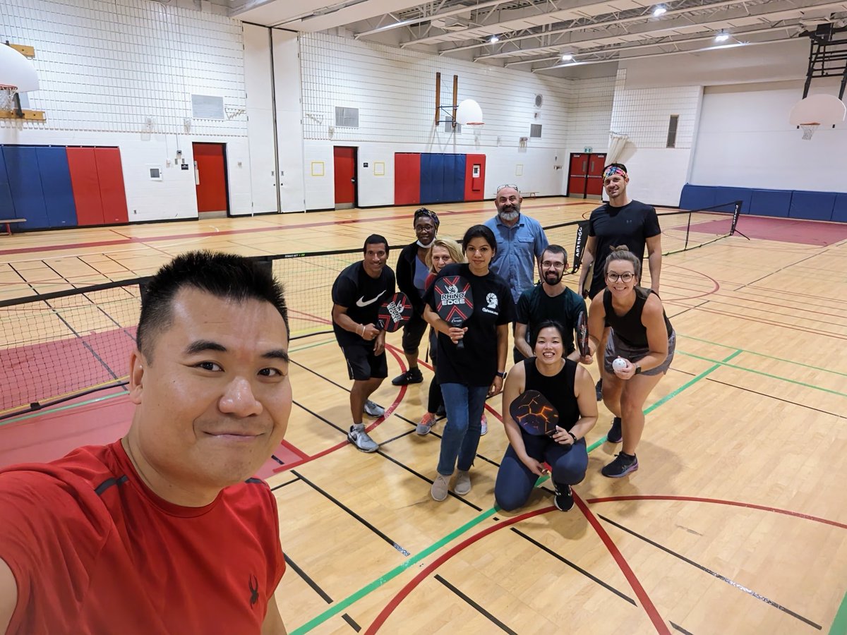 Not officially hanging up the tennis racket, but lunch time pickleball with my ⁦<a href="/woodlandsrams/">The Woodlands School</a>⁩ fam has me torn. Especially when we play for on-call coverage. 😂😂