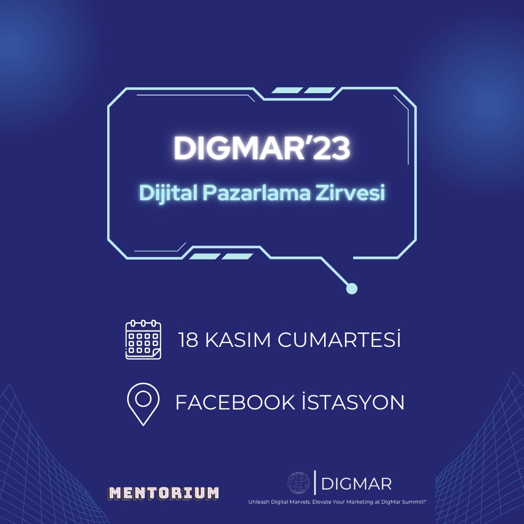 DIGMAR’23 değerli konukları ve birbirinden farklı konuları ile 18 Kasım’da Facebook İstasyonda! 🚀

Detaylar için bizi takip etmeyi unutmayın!

#digitalmarketing #marketingdigital #marketing #dijitalpazarlama #pazarlama #neuromarketing #etkinlik #duyuru #facebookistasyon #maslak