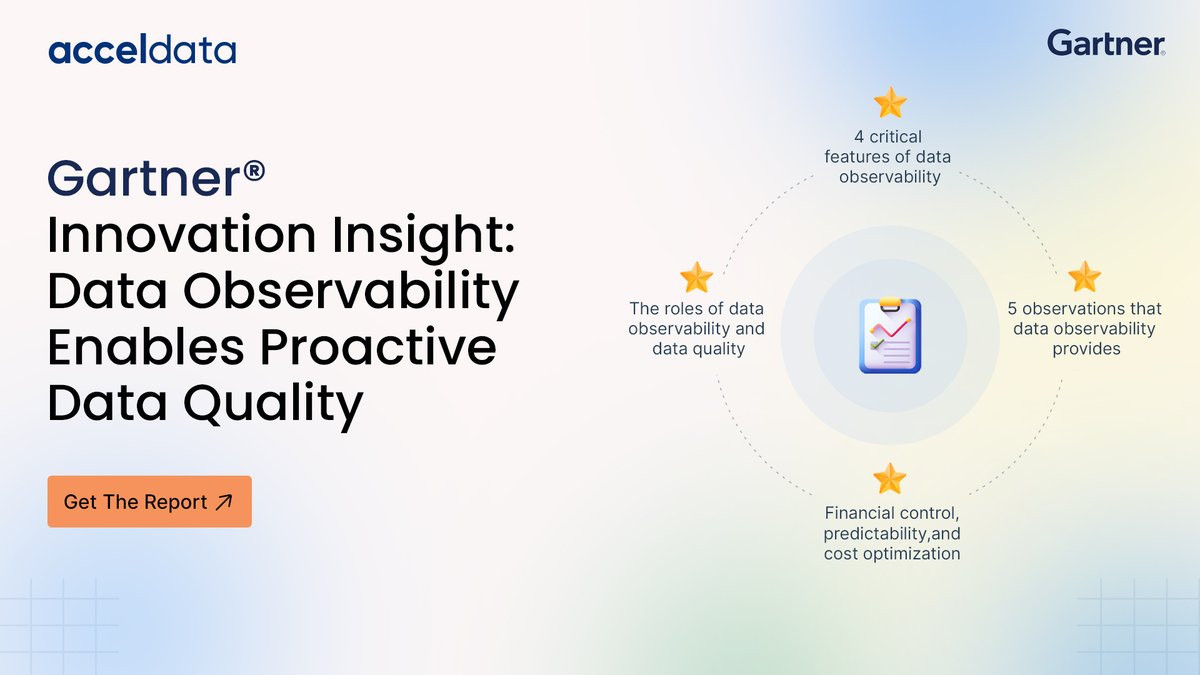 Gartner says: “Distributed data landscapes and high requirements in data quality increase the need for better observability..."

Learn about the state of data observability in the latest Gartner® report: hubs.la/Q021PNLZ0
#dataobservability #datareliability #dataquality