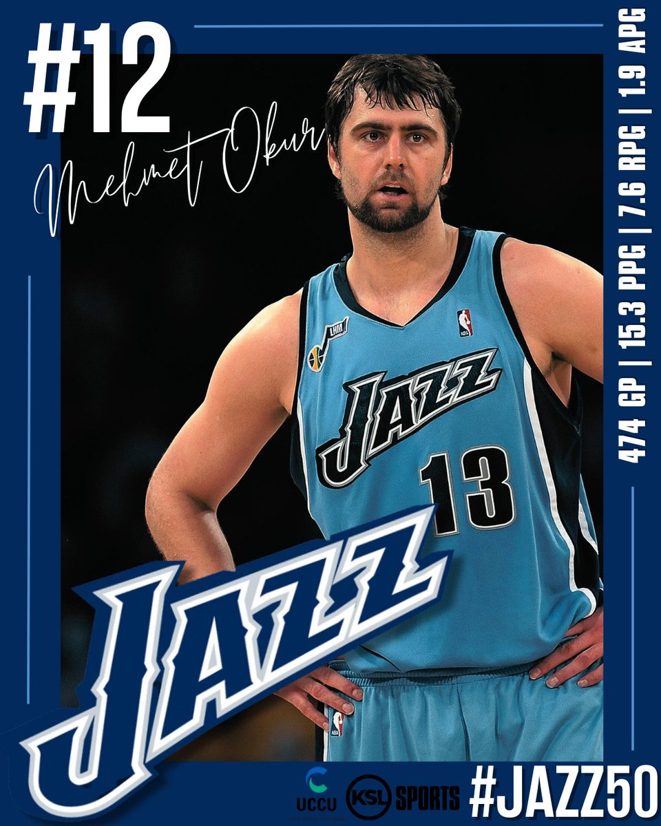 #Jazz50: #12 on @JakeScottZone and @BensHoops list of the 50 greatest Jazz players is @MehmetOkur13. @utahjazz | #TakeNote | @utahcommunitycu