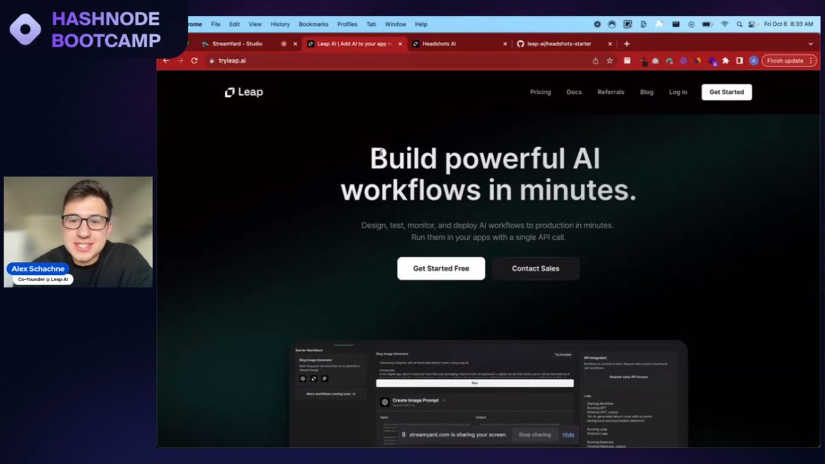 pavan_varma_728's tweet image. Done Day 5 @hashnode bootcamp 
- Growing Your Online Presence: Leveraging Social Media for Personal Branding by @yuricodesbot 
- Building an AI Headshots app with Leap AI by @thealexshaq 
- Selling yourself as a developer by @unclebigbay143 
#hashnodebootcamp #LearninginPublic