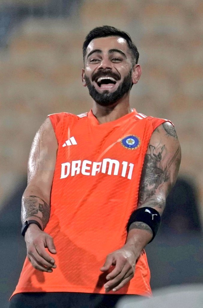 Virat Kohli during the practice session at Chepauk.