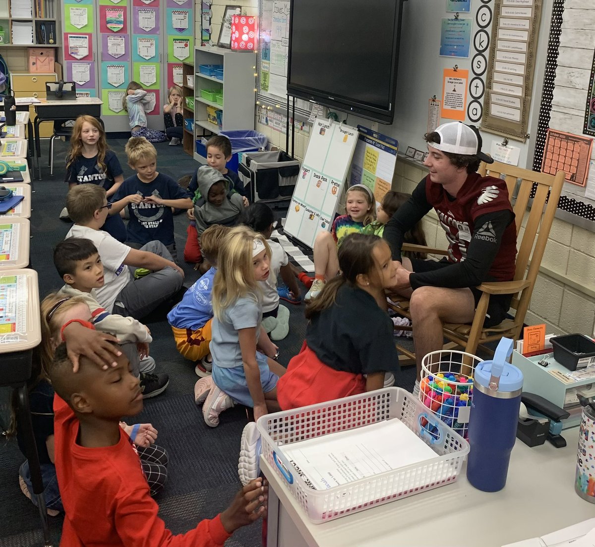 RSHS_Football's tweet photo. Had a great time at Stanton today reading to their classes as part of the CB Purpose, Passion and Perseverance Project! #FIRST https://t.co/ptBOsBtgQl