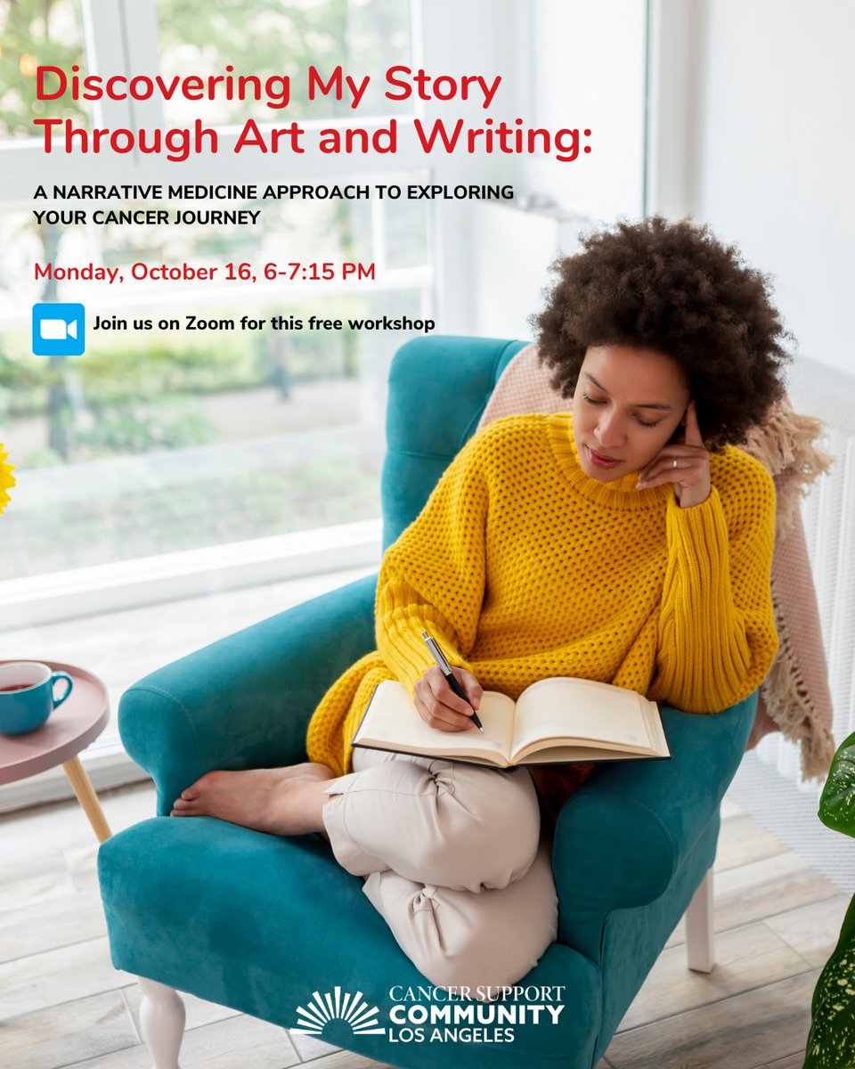 CSCLA (@cancersupportla) on Twitter photo We are welcoming people of color living with cancer to join us for a Narrative Medicine workshop on Monday, October 16 from 6-7:15pm. Join us for this free workshop by registering here: zoom.us/meeting/regist… We are welcoming people of color living with cancer to join us for a Narrative Medicine workshop on Monday, October 16 from 6-7:15pm. Join us for this free workshop by registering here: zoom.us/meeting/regist…