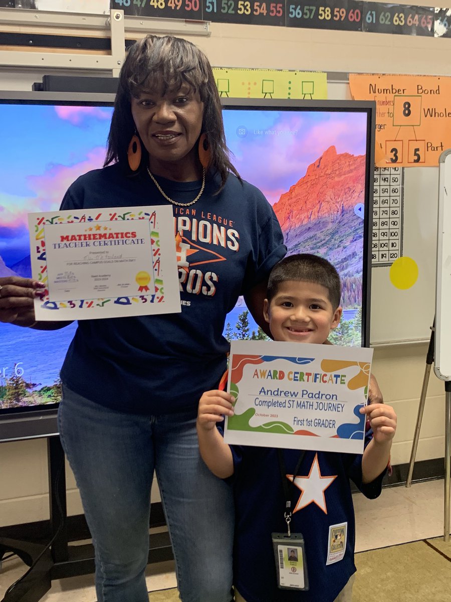 Melissa Sanders (@mdsandersaisd) on Twitter photo Wow! ST math journey complete!! Our first 1st grader!! Way to go Andrew !! Did I mention Ms. McFarland earned a certificate for awesome 1st 9 week scores as well!! Job well done!! <a href="/STMath/">ST Math Educator? Follow us on MINDEduOrg!</a> <a href="/DelilahStJulia1/">Delilah St.Julian</a> <a href="/ReedAcad_AISD/">Reed Academy for Engineering</a> Wow! ST math journey complete!! Our first 1st grader!! Way to go Andrew !! Did I mention Ms. McFarland earned a certificate for awesome 1st 9 week scores as well!! Job well done!! <a href="/STMath/">ST Math Educator? Follow us on MINDEduOrg!</a> <a href="/DelilahStJulia1/">Delilah St.Julian</a> <a href="/ReedAcad_AISD/">Reed Academy for Engineering</a>