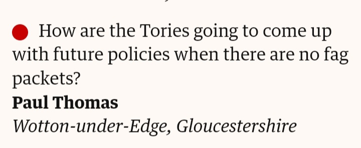Letter of the week (from the Guardian)