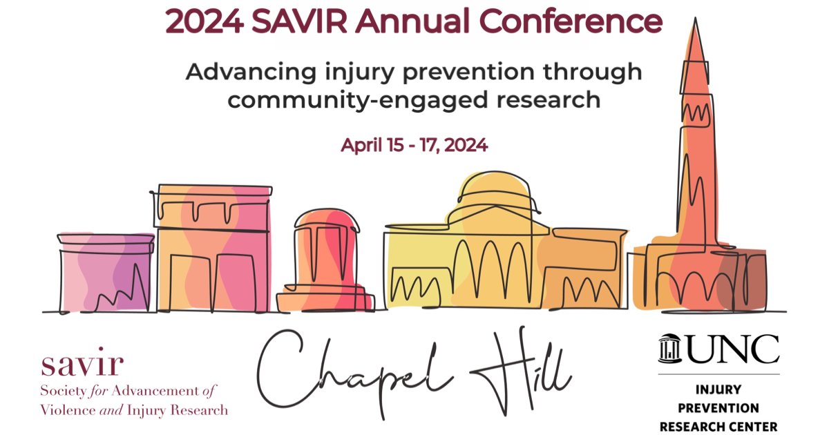 CALL FOR PROPOSALS: We invite you to submit an abstract by Nov 10 focused on research &amp; research-based practice encompassing all aspects of #injury and #violence prevention for the #SAVIR2024 conference April 15-17 in North Carolina! Go here: bit.ly/3rIydew