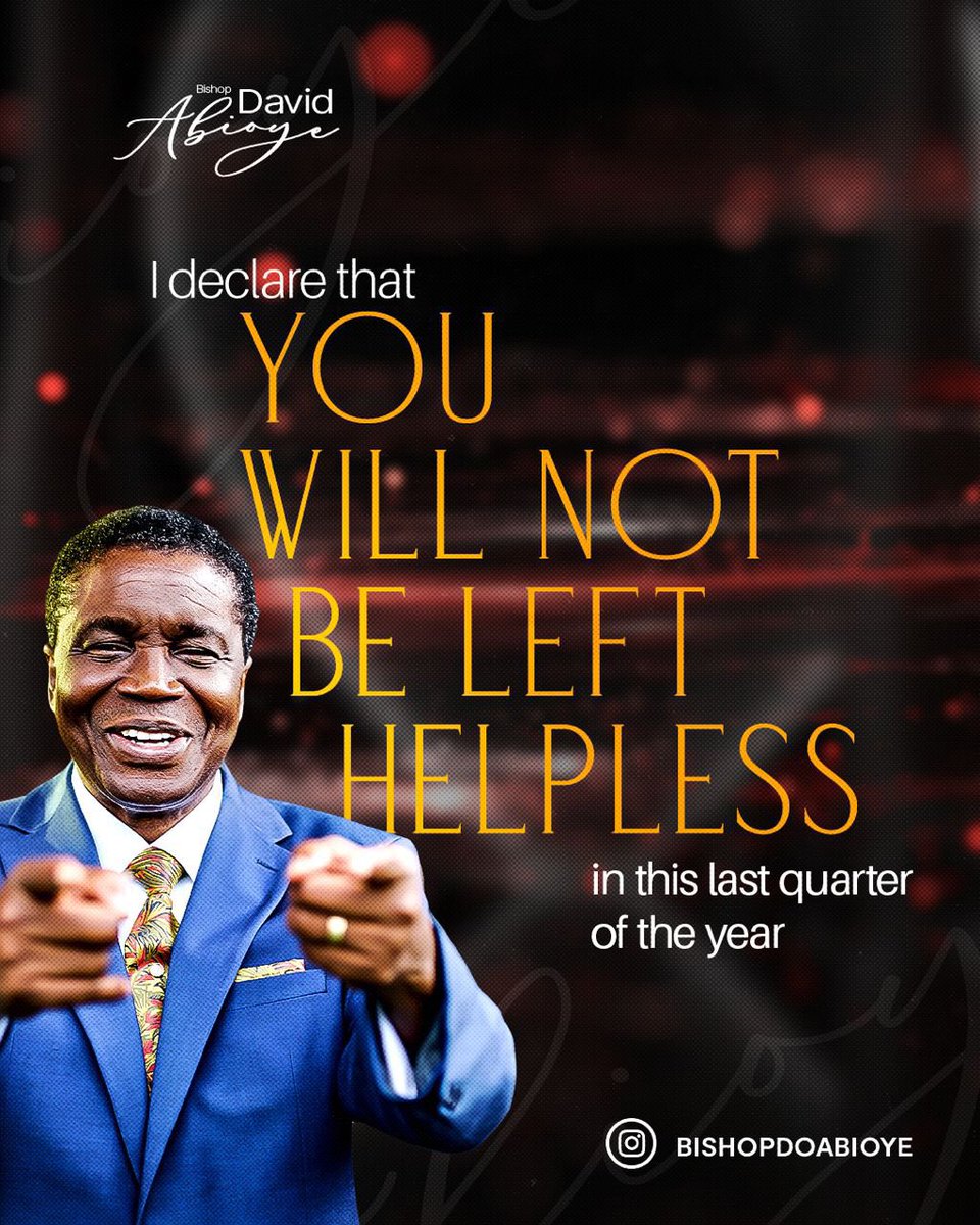 Divine help from above is yours for the rest of this year. Those who don’t know you will bend over backwards to help you. 

If this is your portion type, ‘I AM HELPED FROM ABOVE.’ 

#BishopDavidAbioye