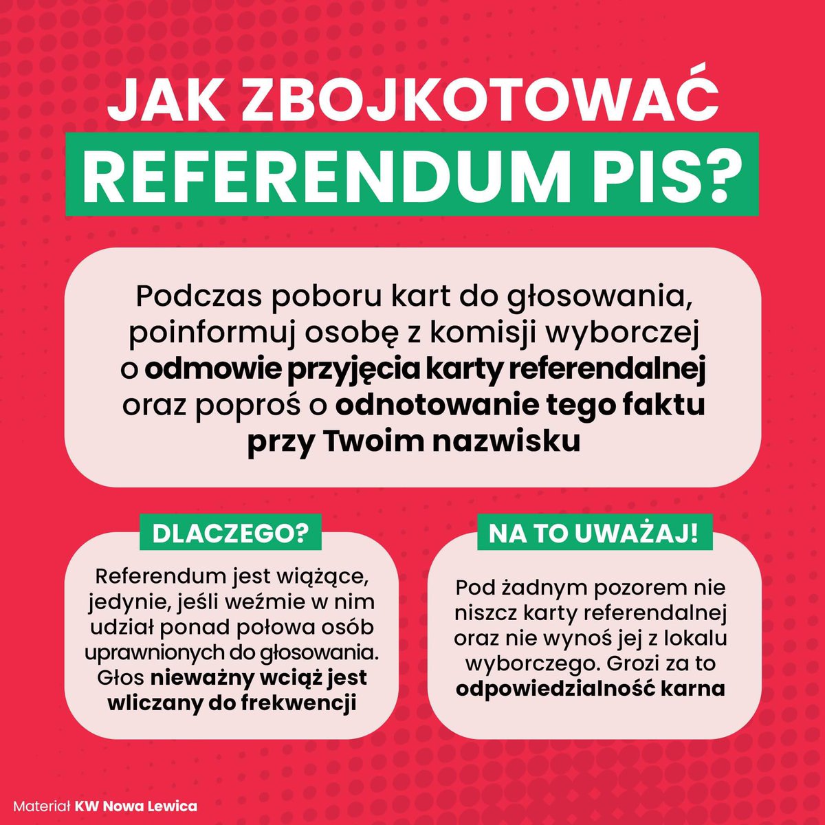 __Lewica's tweet photo. 🔴 PiS bierze, Ty nie bierzesz! Jak nie głosować w Referendum 👆

#ReferendumSTOP https://t.co/mohCIlhC8b