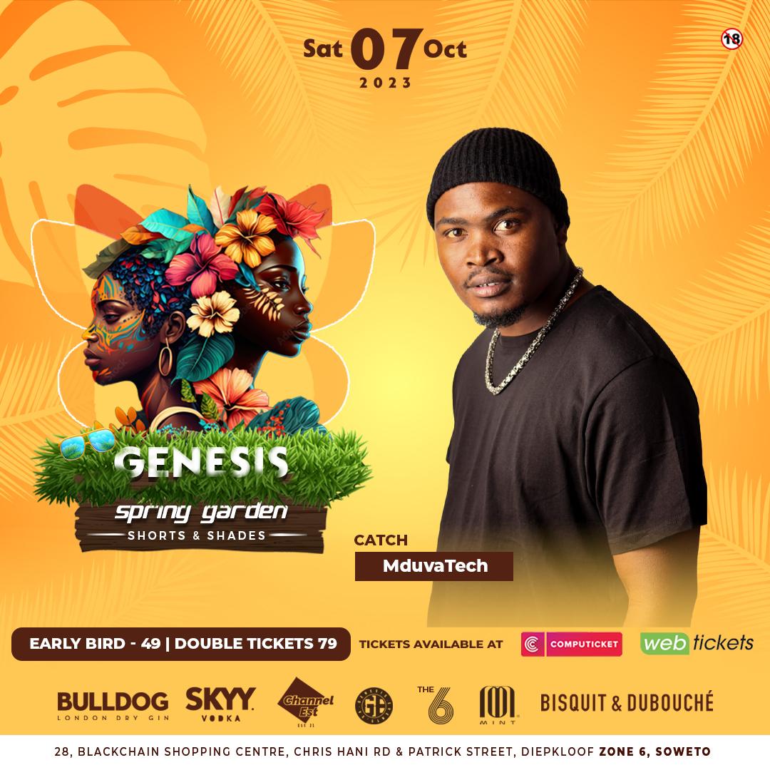 PORSCHE_BTM_RSA's tweet photo. Join us this Saturday at @Zone6Venue for #GenesisSpringGarden at the Spring Garden.
It is going to be a night to remember so bring your dancing shoes and Get ready to dance the night away! 💃🎶🥳 #ShortsAndShorts https://t.co/t6JTyEj5CL