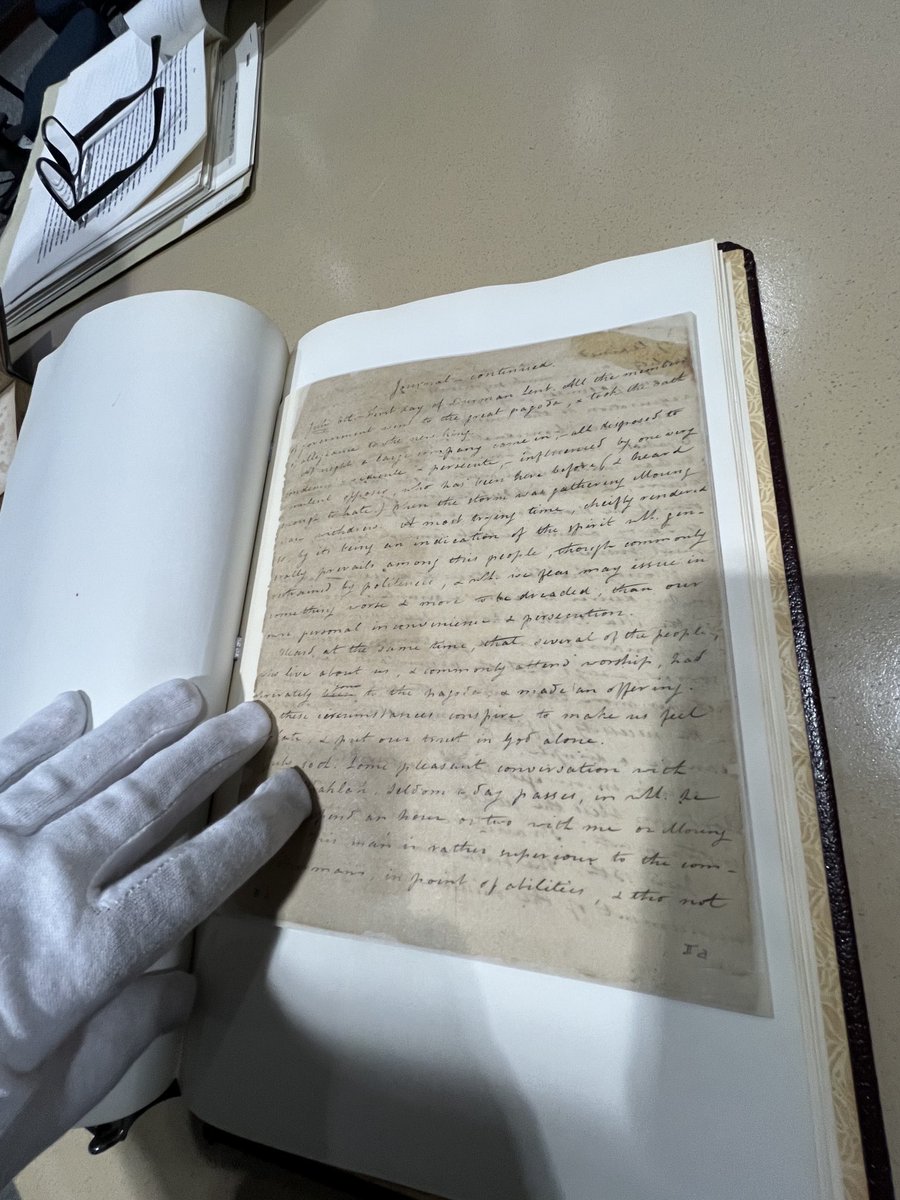 DRayDavis's tweet photo. Hosting ⁦@hremang⁩ and a group of Myanmar Baptist Churches, USA ⁦@IMB_SBC⁩ today. What a privilege to get to see a portion of Judson’s journal with them from the early 1800s. https://t.co/1SN64rQDSb