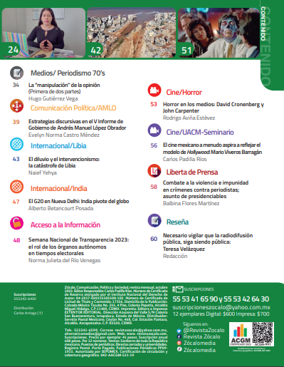 RevistaZocalo's tweet photo. La edición de #Octubre2023 ya está disponible! 
Con la colaboración de: @ivonneam, @ClaudiaBenassin,Elvira Hernández Carballido,@GerardoIMontes,Manuel Tejeda, @taniuskaram,Hugo Gutiérrez, Evelyn Norma Castro,
@nyehya, Alberto Betancourt Posada, @JulietDelrio, Rodrigo Aviña y más. https://t.co/vyQ4MiB1zj