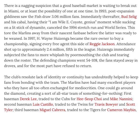 Requiem for a Team: Miami Marlins
by <a href="/GoStevenGoldman/">Steven Goldman</a> 
baseballprospectus.com/news/article/8…