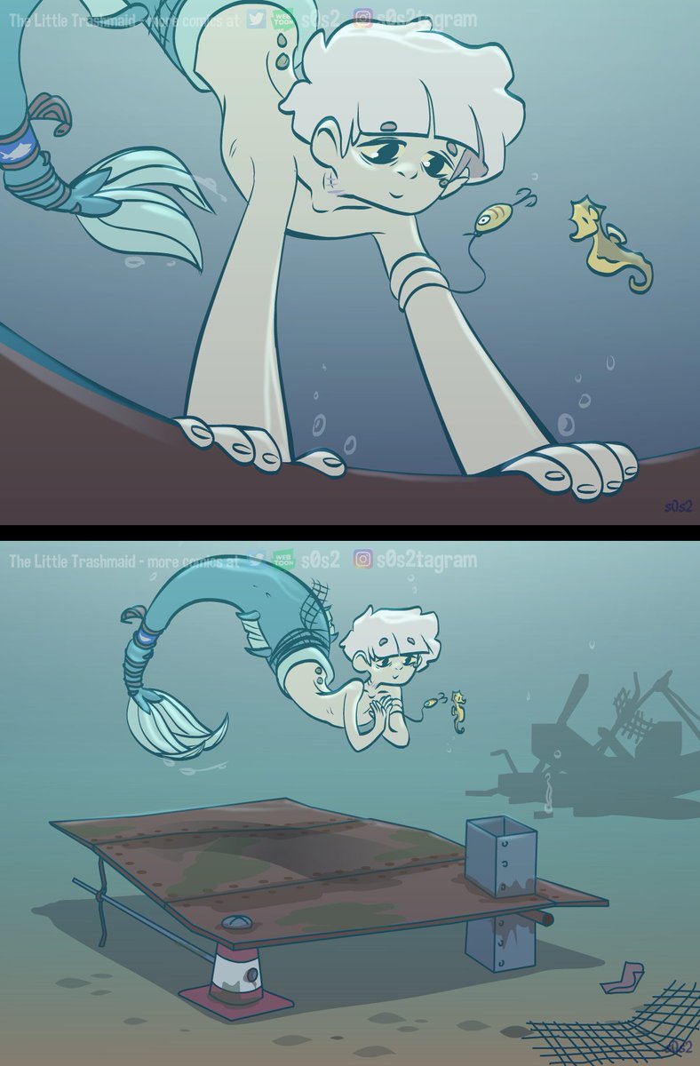 Patchwork pier ๐ ๐ฉ read the comic on #WEBTOONCanvas: #thelittletrashmaid #trashmaid #mermaid #savetheplanet