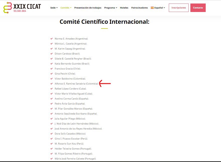 Nuestro director, como parte del Comité Internacional del Congreso Iberoamericano de Catálisis 2024. cicat2024.com
