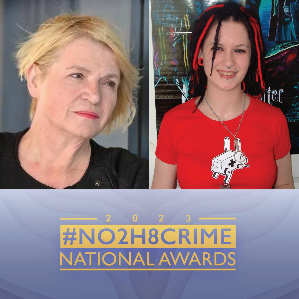 The National #NO2H8 Crime Awards have dedicated 2 of the awards after Sylvia and Sophie Lancaster 🖤

The 2 Upstander Awards recognise those individuals or organisations that work to support young people who are at risk.

Nominations close 20th October
no2h8crimeawards.org/nomination-pag…