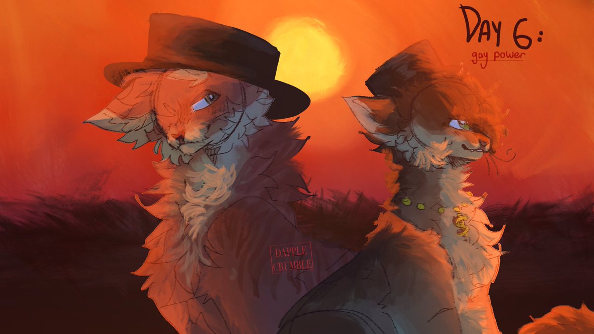 WillowHarvest's tweet photo. I said I would switch up the styles for each piece so catified Copperright it is (I don’t think I’ll do day 5 I’m sorry😭) #thsc #stickmintober2023 #copperight https://t.co/sjExpG3ga5