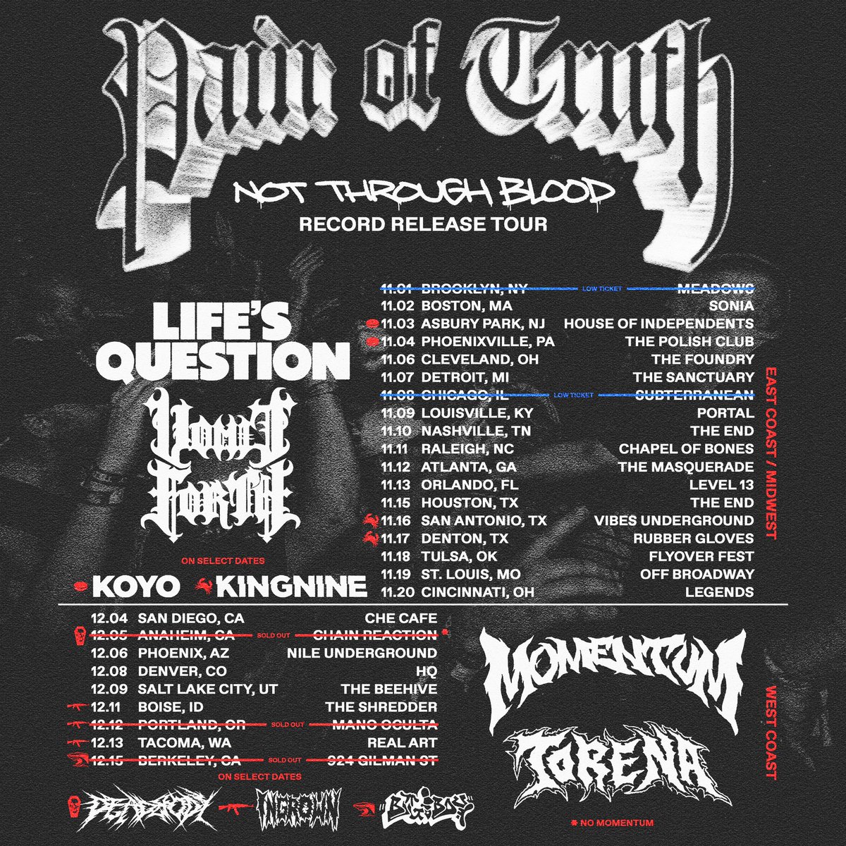 MomentumCA_'s tweet photo. West coast shows w/ Pain of Truth &amp; Torena are selling out - SAN DIEGO has been added at the CHE CAFE! Grab your tickets now 

🎟️: https://t.co/QTzLZrNuko https://t.co/32B72Dylco