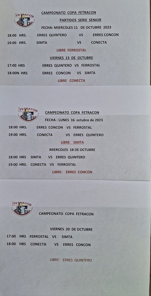 Este miércoles 11 de Octubre se da comienzo al torneo "COPA FETRACON", fútbol en nivel Todo competidor, Senior y fútbol femenino. En las instalaciones del Campo Deportivo de Enap en Concon.  "SUERTE A TODOS Y TODAS.... "<a href="/Enap_Informa/">Enap</a> <a href="/Fenatrapech_/">Fenatrapech</a>