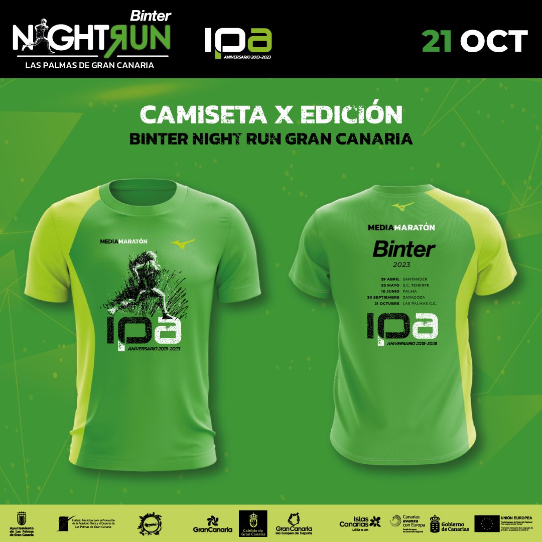 BinterNightRun's tweet photo. 💥Te presentamos la camiseta oficial de la Media Maratón en nuestro 🔟º Aniversario.
#LasPalmasdeGranCanaria volverá a ser el cierre de nuestras #BinterNightRunSeries, por tanto, ¡lo cerraremos por todo lo alto! con el recorrido 21K. 🙆🏻♂️ https://t.co/7M4TlDjnJG